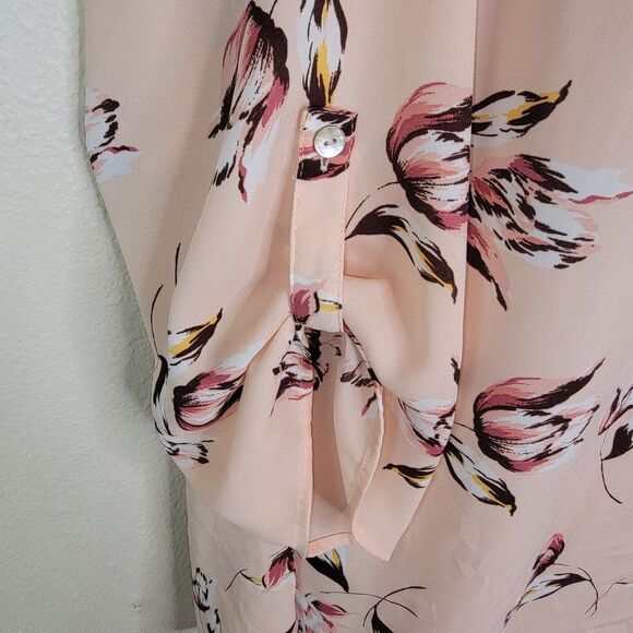 Daniel Rainn Floral Tab Sleeve Blouse Top Size 1x - Picture 5 of 7
